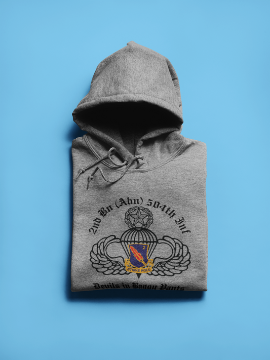 2-504 PIR White Devils PT Hoodie - US Army 82nd Airborne Division Recreated Physical Training Hooded Sweathshirt