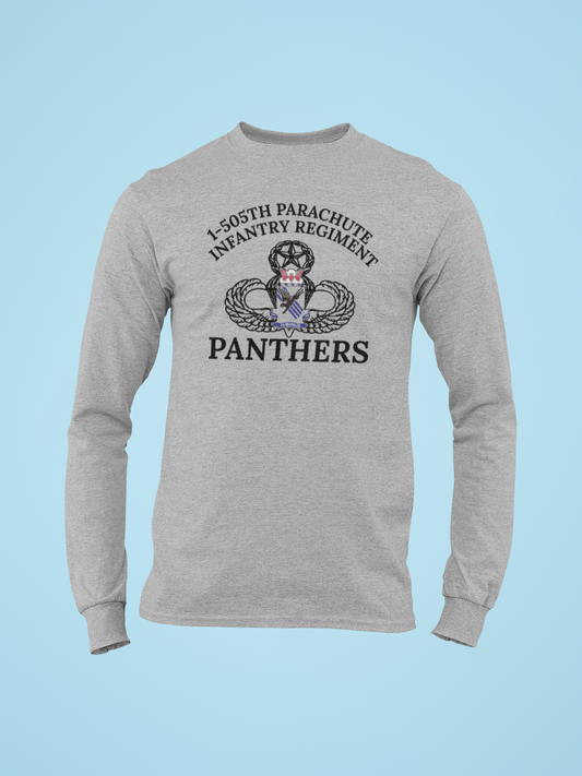 1-505 PIR PT Shirt - 82nd Airborne Panthers Long Sleeve T-Shirt - H-Minus US Army Military Physical Fitness Tee